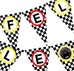 Banderín triángulos F1 Feliz Cumple